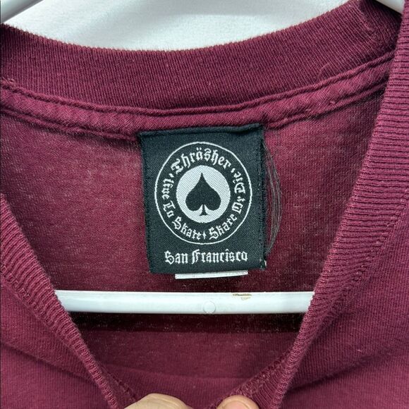 Thrasher Burgundy Tee with White Logo - Picture 2 of 3